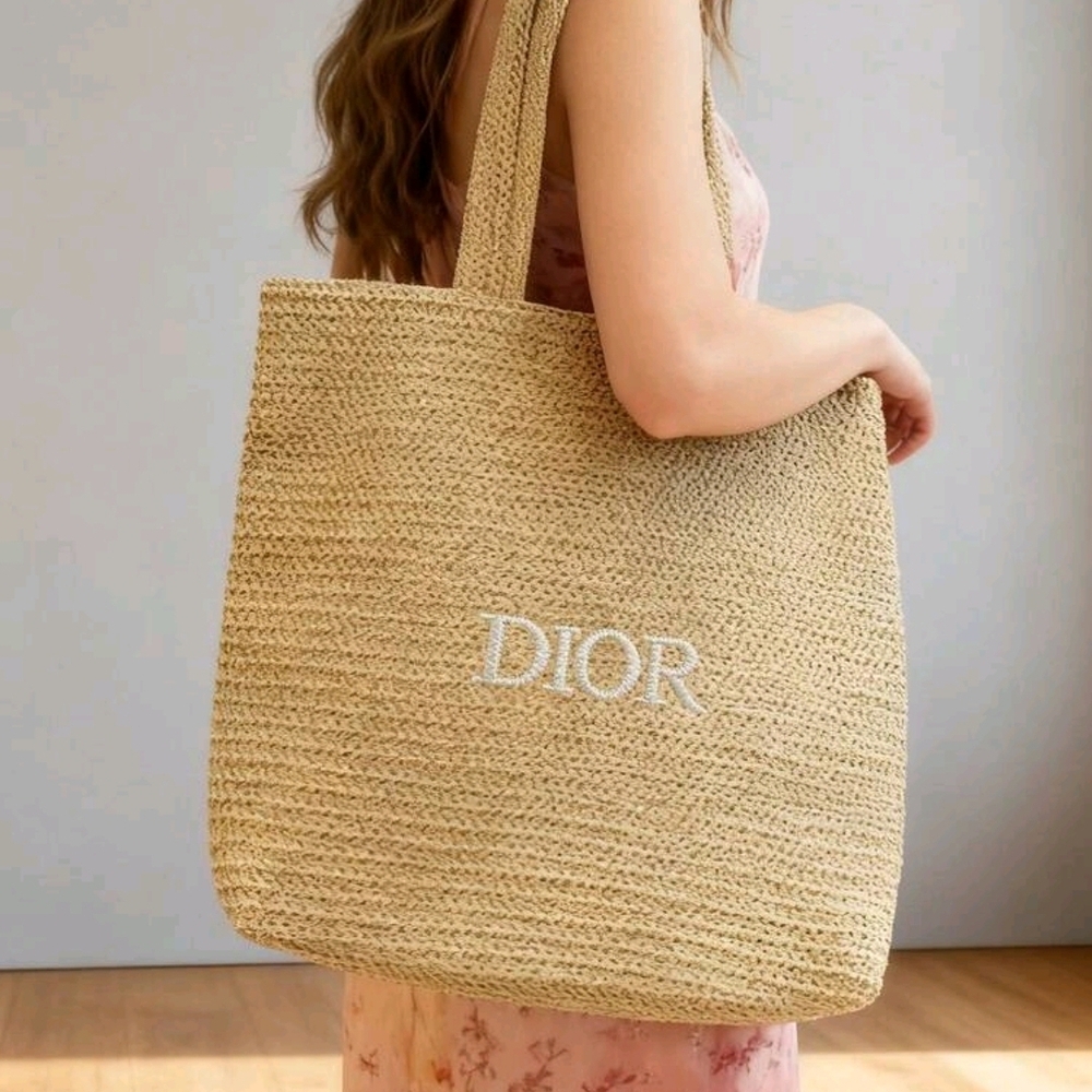 Dior Beige Woven Straw Tote Bag VIP GWP